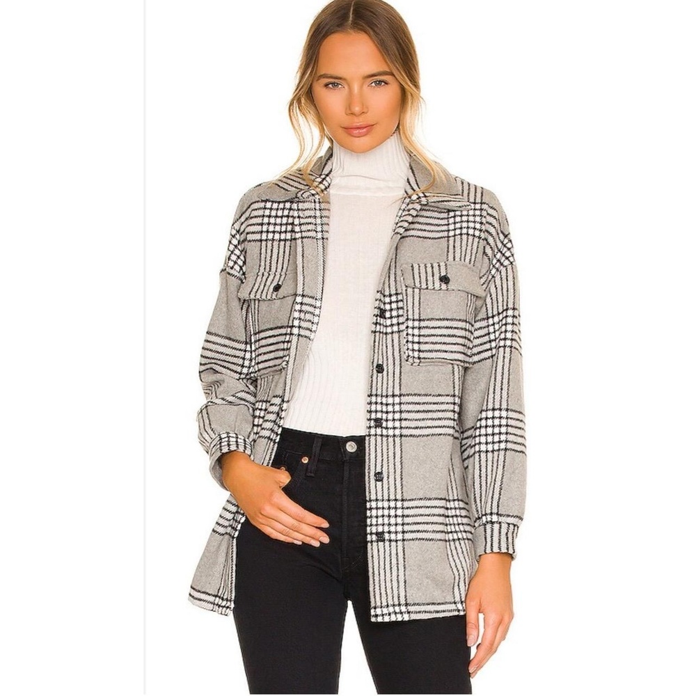 Lovers and Friends Jacket Womens Medium Plaid Shacket Button Up Long‎ Sleeve